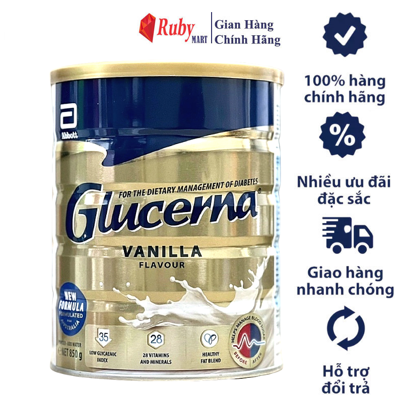 [Date T6/24][ FREESHIP MAX ] Sữa Bột Glucerna Úc dành cho người tiểu đường 850gr