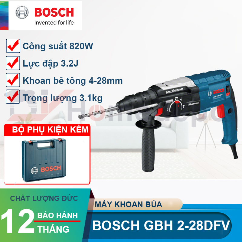 [Chính Hãng] Máy Khoan Búa Bosch GBH 2-28 DFV (28MM-820W)