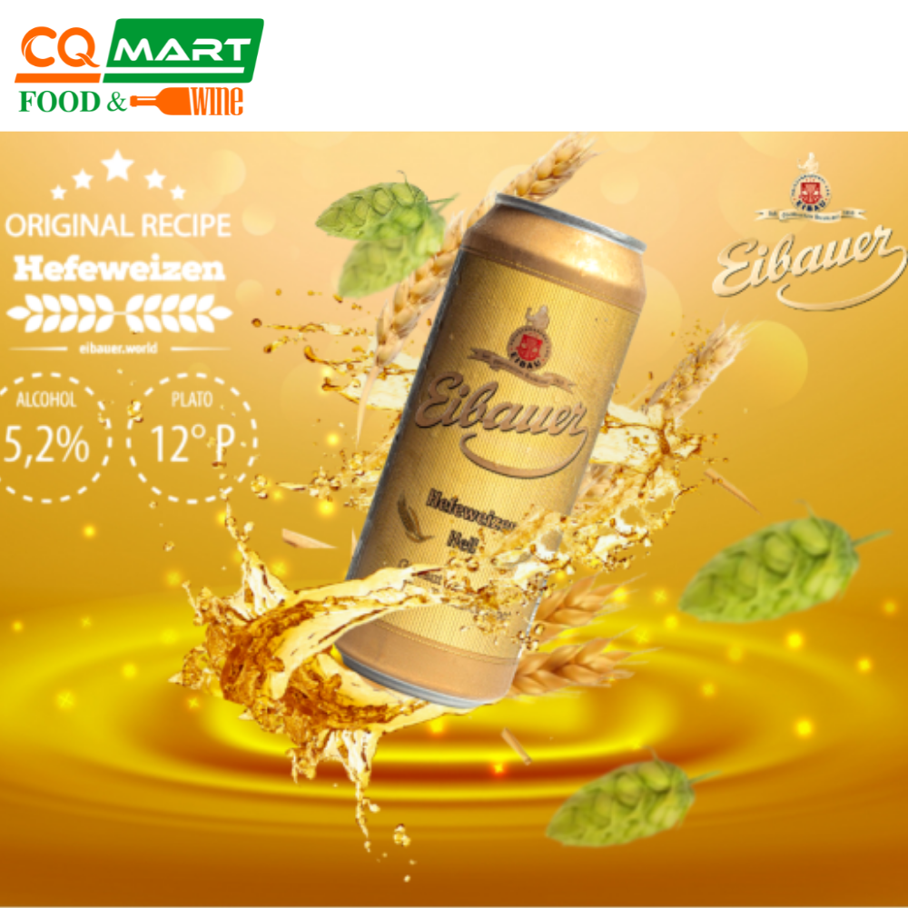 Bia Đức Eibauer Hefeweizen Hell 5.2% Lon 500ml