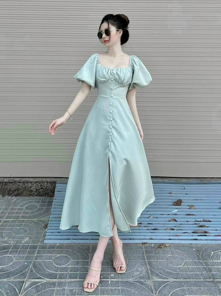 đầm xòe nút bọc xinh xắn siêu hot