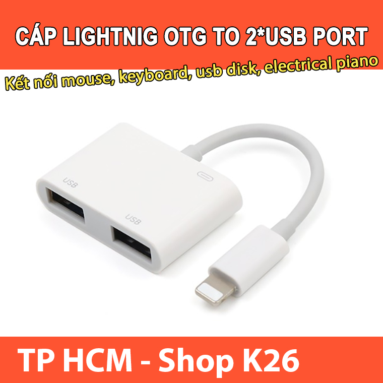 Cáp Chuyển Đổi Apple Lightning Sang 2 Cổng USB Dùng cho iPhone, iPad
