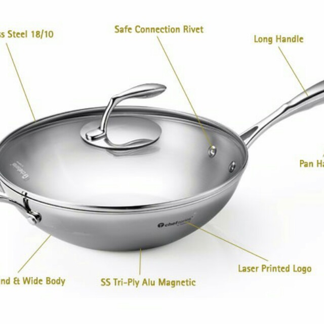 Chảo Tupperware - Chảo xào T Chef Series Wok Pan 30cm (nắp kính)