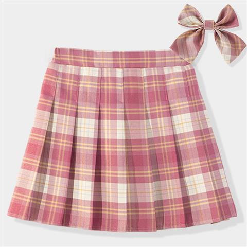 AMILA Girls pleated skirt spring children's skirt plaid skirt college style jk skirt big children's short skirt spring and autumn new skirt