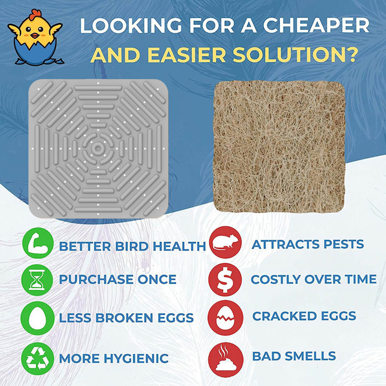 Air Circulation Chicken Mat Crack-proof Chicken Mat Comfortable Bedding Easy to Clean Prevents Egg Cracking Ideal for Buyers.