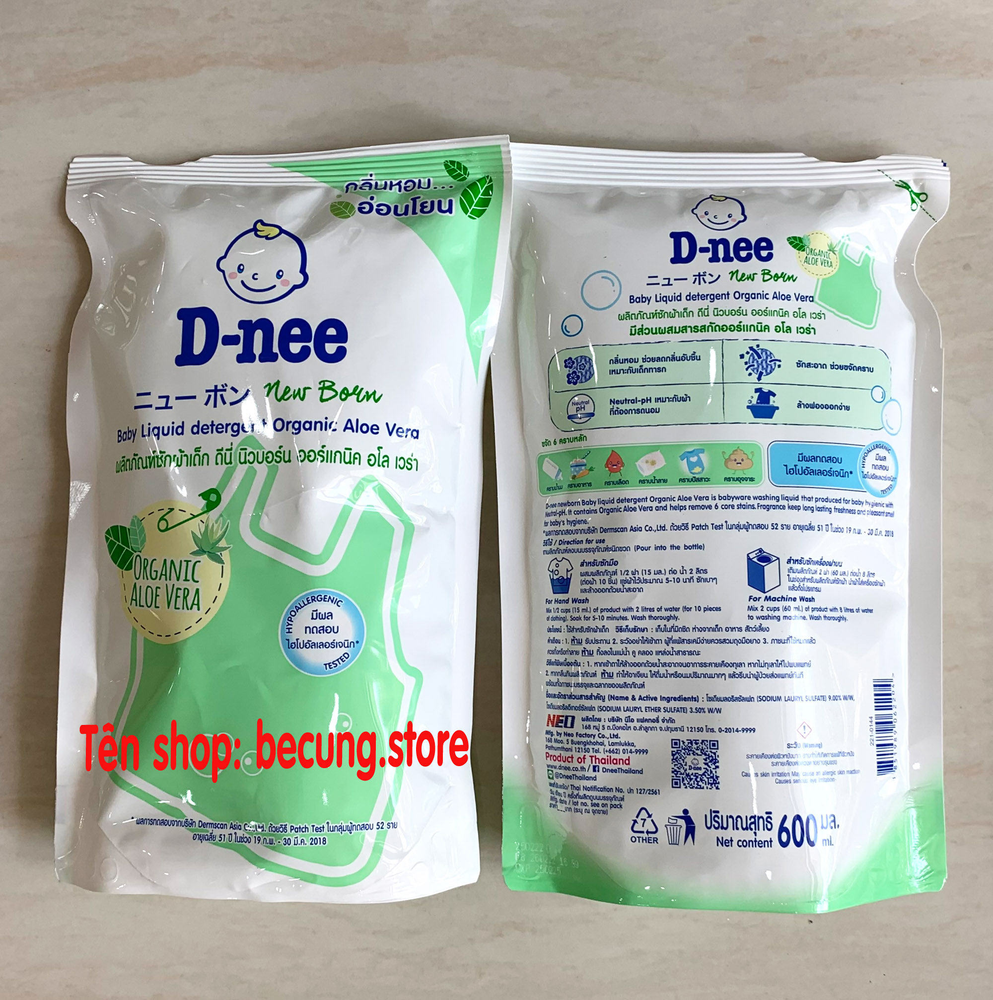 [Túi 600ml]- Nước giặt xả Dnee Thái Lan túi 600ml.