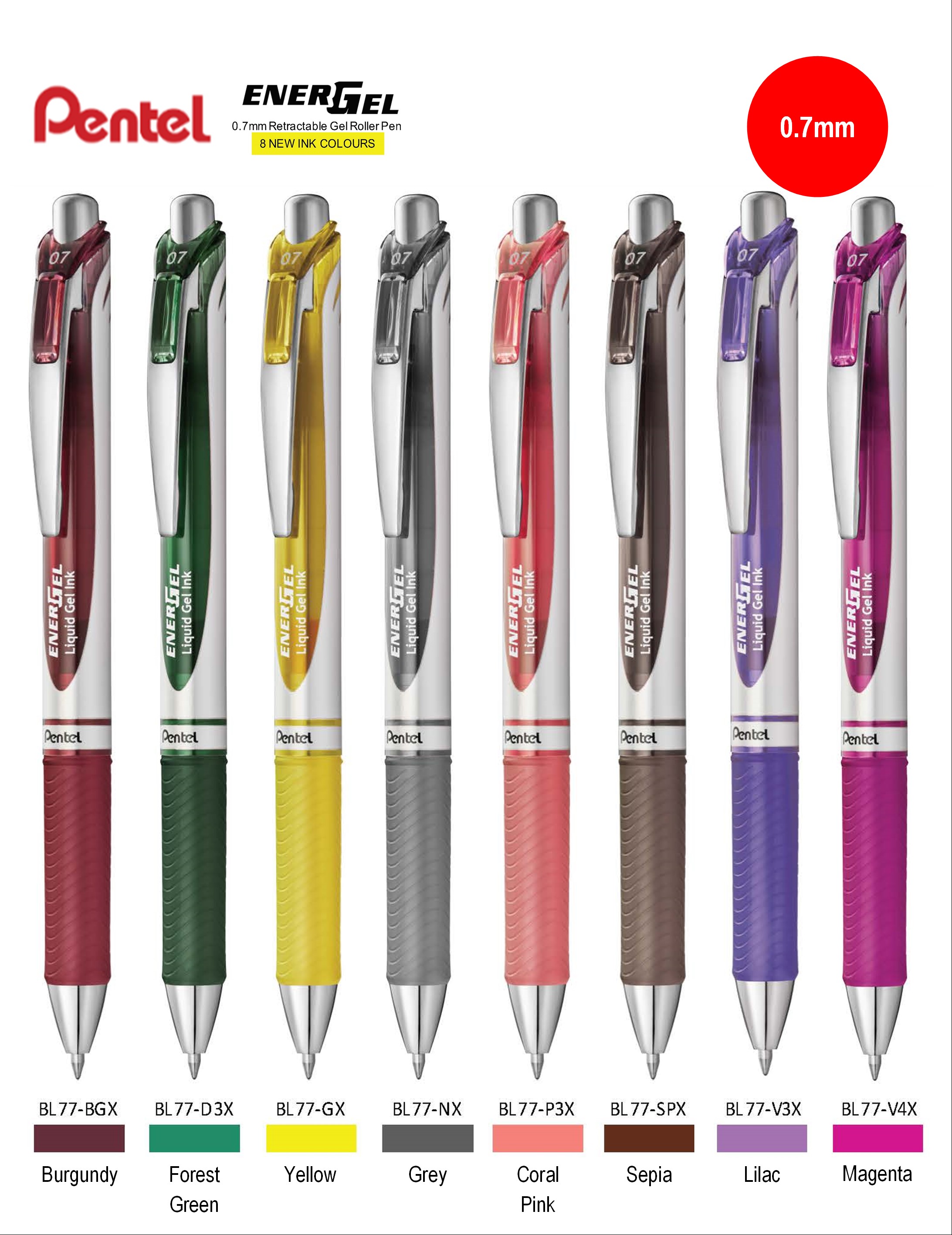 Pentel Energel Pen Metal 0.7mm BL77 