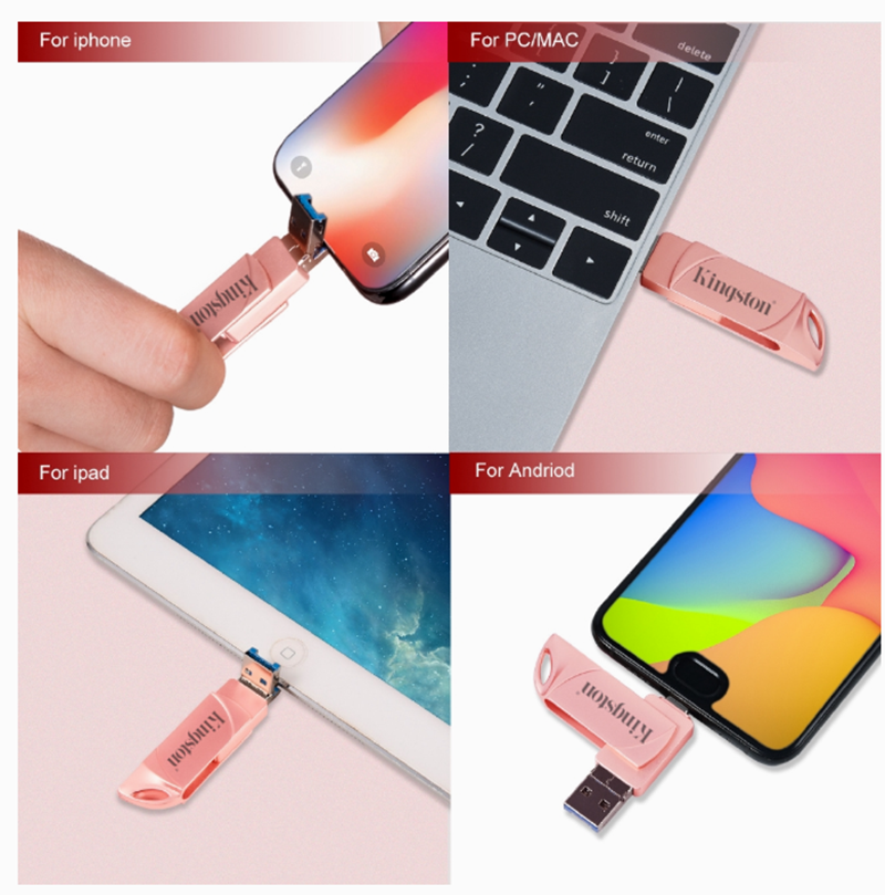 Kingston Pendrive 512GB 1TB xoay USB 3.0 ổ đĩa flash với Cổng type-C cho iPhone iPad Android