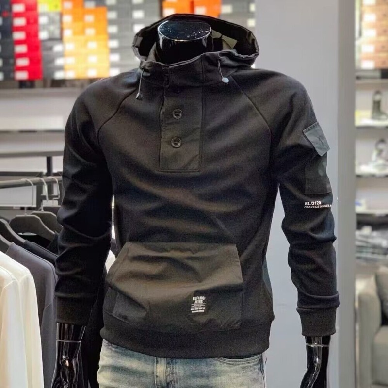 Men's Hoodie New Hooded Hoodie Men's Short Slim Fit Bottom Autumn and Winter Long Sleeved Pullover Men's Jacket