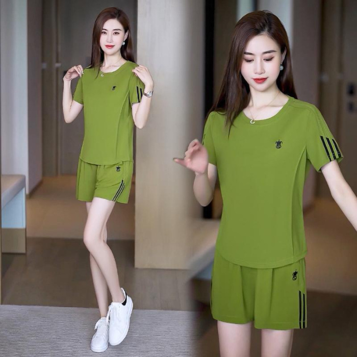MBeauty women's suit Fashionable casual sportswear Women's summer thin 2024 new fashion short-sleeved shorts two-piece set