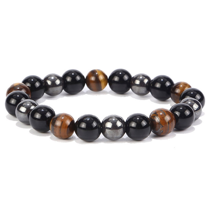 Magnetic Hematite Stone Bead Bracelet Health Care Magnet Men Weight Loss Jewelry MIRRORRR. 