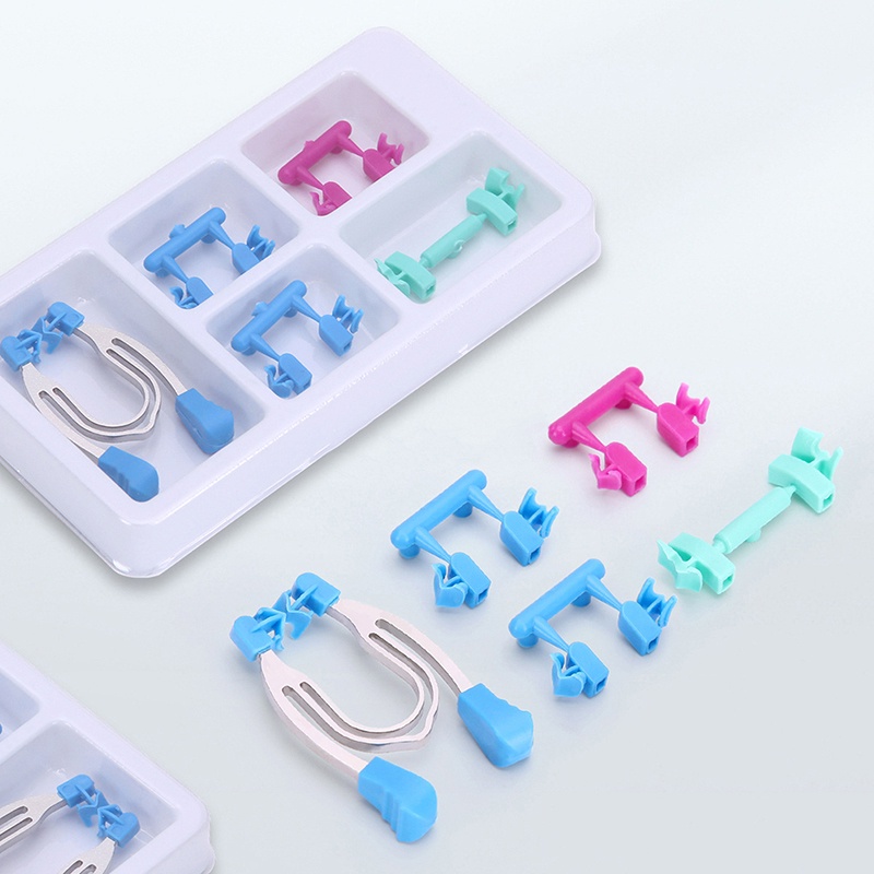 4-Piece Dental Matrix Clip Set With Rings, Wedges, And Bands – Blue Clamps