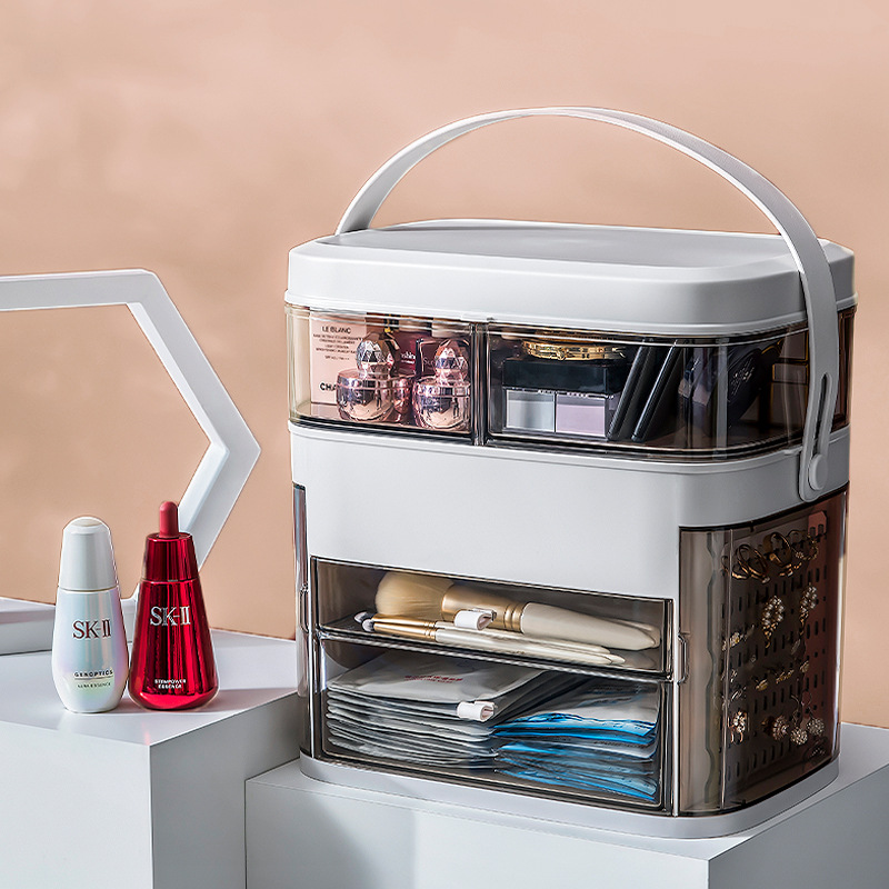 makeup organizer with led mirror