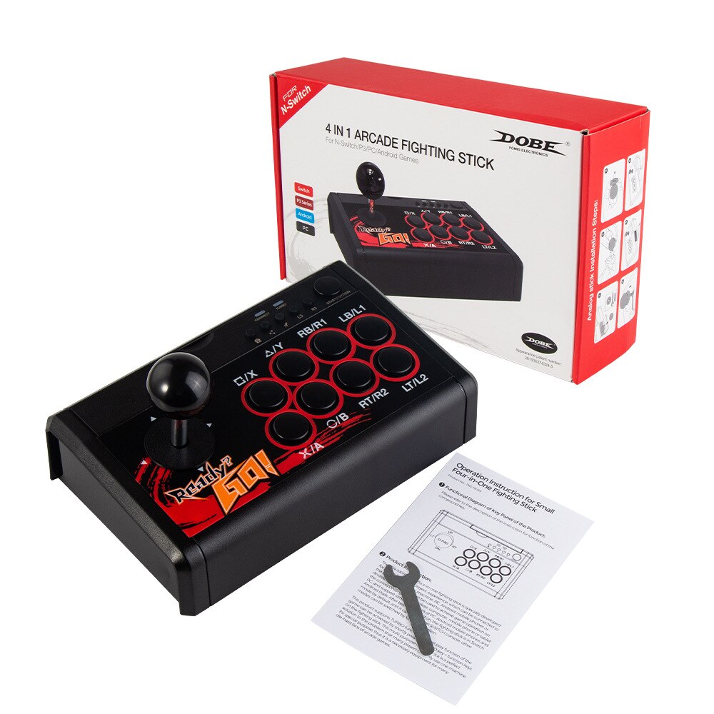7 in 1 usb wired arcade fighting stick joystick metal base for ps4/ switch/p3/pc/ series / xboxone/360 controller
