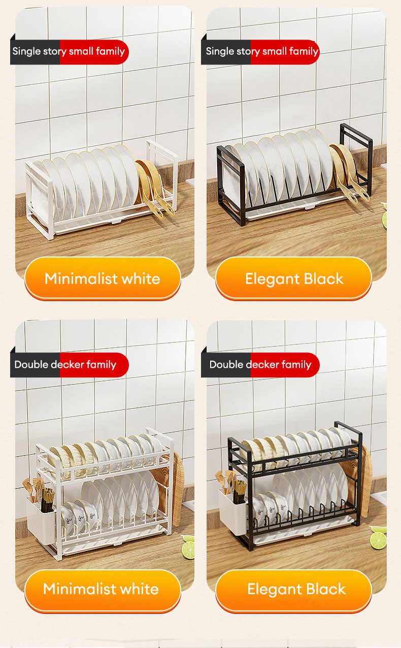 Multifunctional drain bowl rack kitchen storage rack table multi-layer storage rack plate rack save space steel