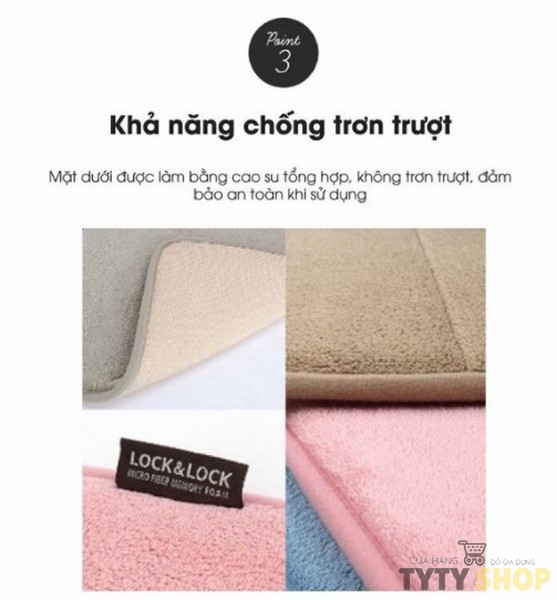 Thảm chùi chân Memory Foam, Lock&Lock, kiểu Basic, cỡ S, 430*610*15mm - MAT512