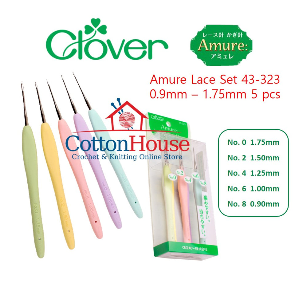 43-321 Set Of Japan Clover Amure Crochet Hooks 8pcs No.2/3/4/5/6/7