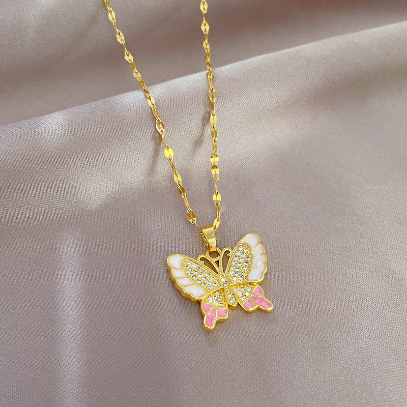 DIEYURO%20316L%20Stainless%20Steel%20Pink%20Cute%20Butterfly%20Pendant%20Necklace%20For%20Women%20Fashion%20Girls%20Clavicle%20Chain%20Jewelry%20Birthday%20Gifts%20-%20Image%2010
