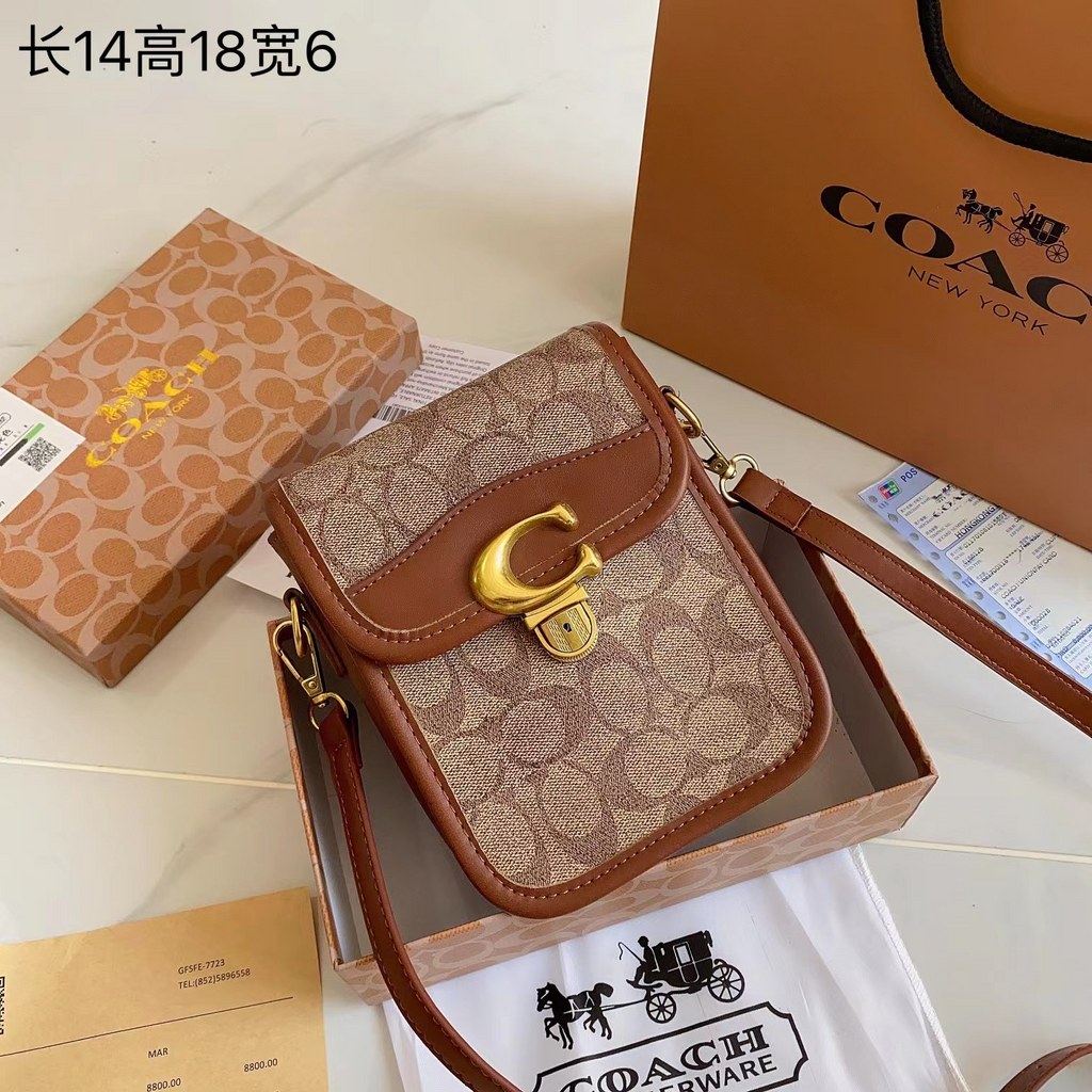 With Box) 2023 New Original COACH Handbag Women's Pu Leather Mini Bucket  Bag Sling Bag Single Shoulder Bag Korean Fashion Lady Coin Purse Pouch Bag  Cross Body Bag Handle Bag Student Large
