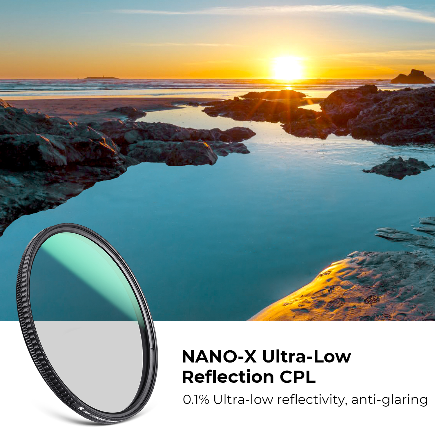 K&F concept 49mm-82mm 95mm Ultra-Low Reflectivity(0.1%) Circular Polarizer Filter with 28 Multi-Layer Coatings Ultra-Slim HD Nano-X Series