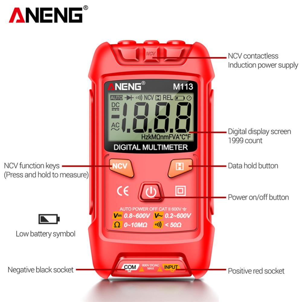 [Moscow Six]💎ANENG M113 Máy đo vạn năng kĩ thuật số Mini Tester Điện áp Ohm Máy Kiểm thử đa chức năng LCD điện áp kháng Meter lưu dữ liệu cho dòng on/off phát hiện