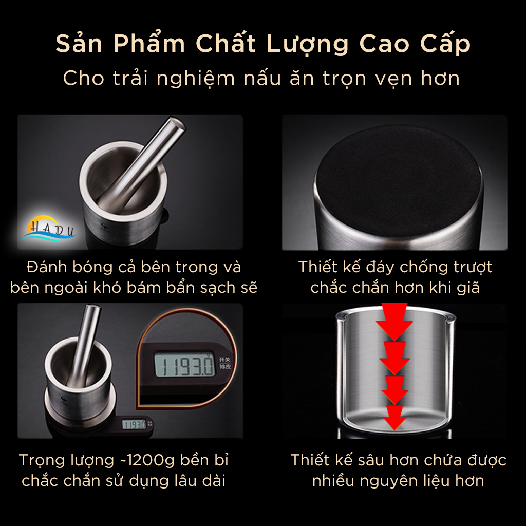 Chày Cối Inox 304 Mini Cao Cấp SSGP
