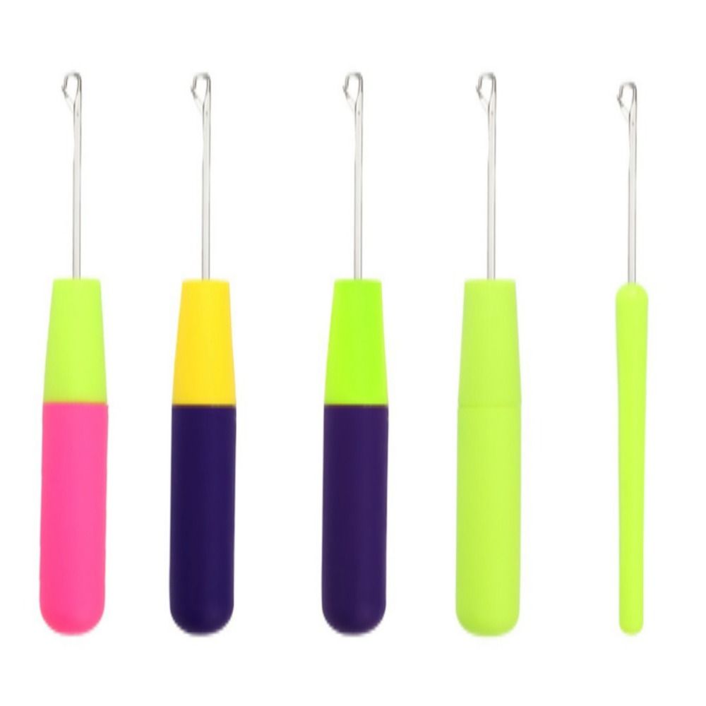 PKGH 2PCS Plastic Handle Dreadlock Crochet Hair Extension Micro Hook Crochet Hook Hair Making Tools Braiding Hair Knitting Hooks for Hair Weaving