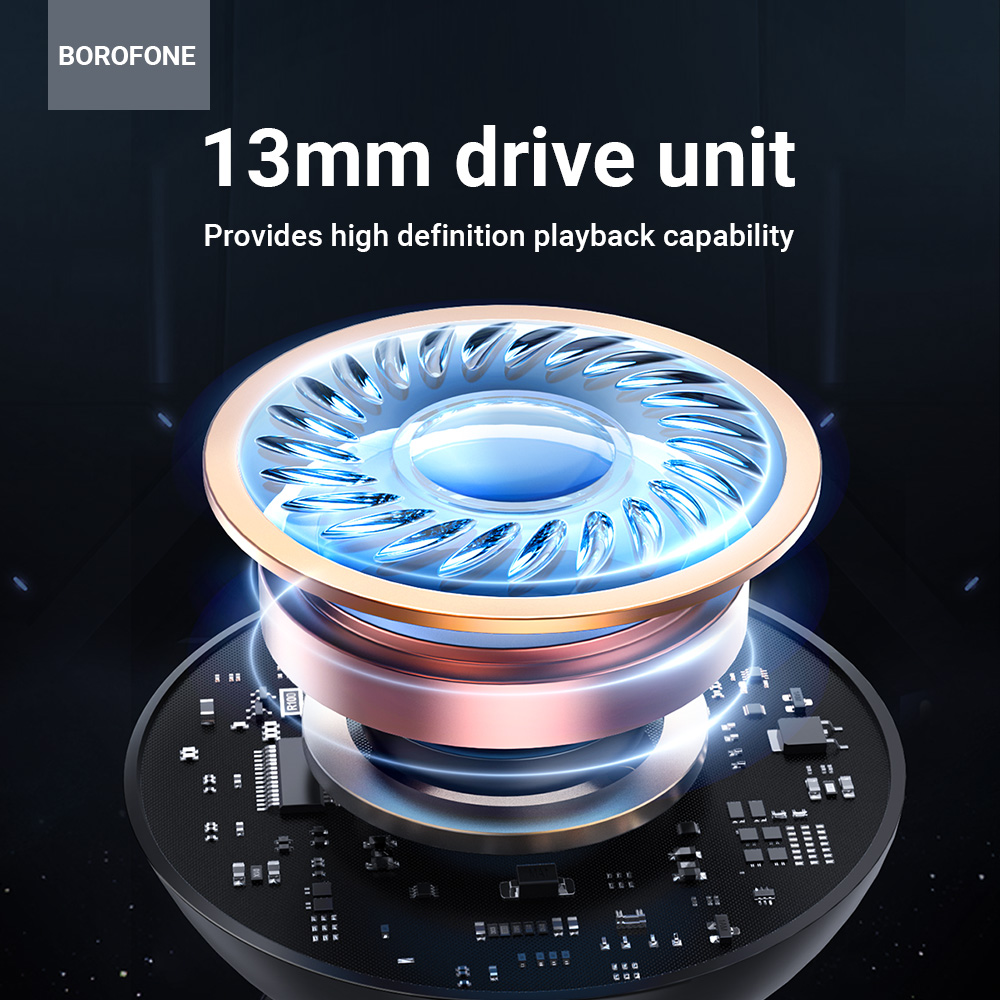 BOROFONE BW15 TWS Bluetooth Earphone True Wireless Headset Earbud Translucent Earphones Wireless Bluetooth 5.3 Touch Control Earbuds Built-In Microphone Sports Headset In-Ear Earphones For All ios /Android Mobile Phone