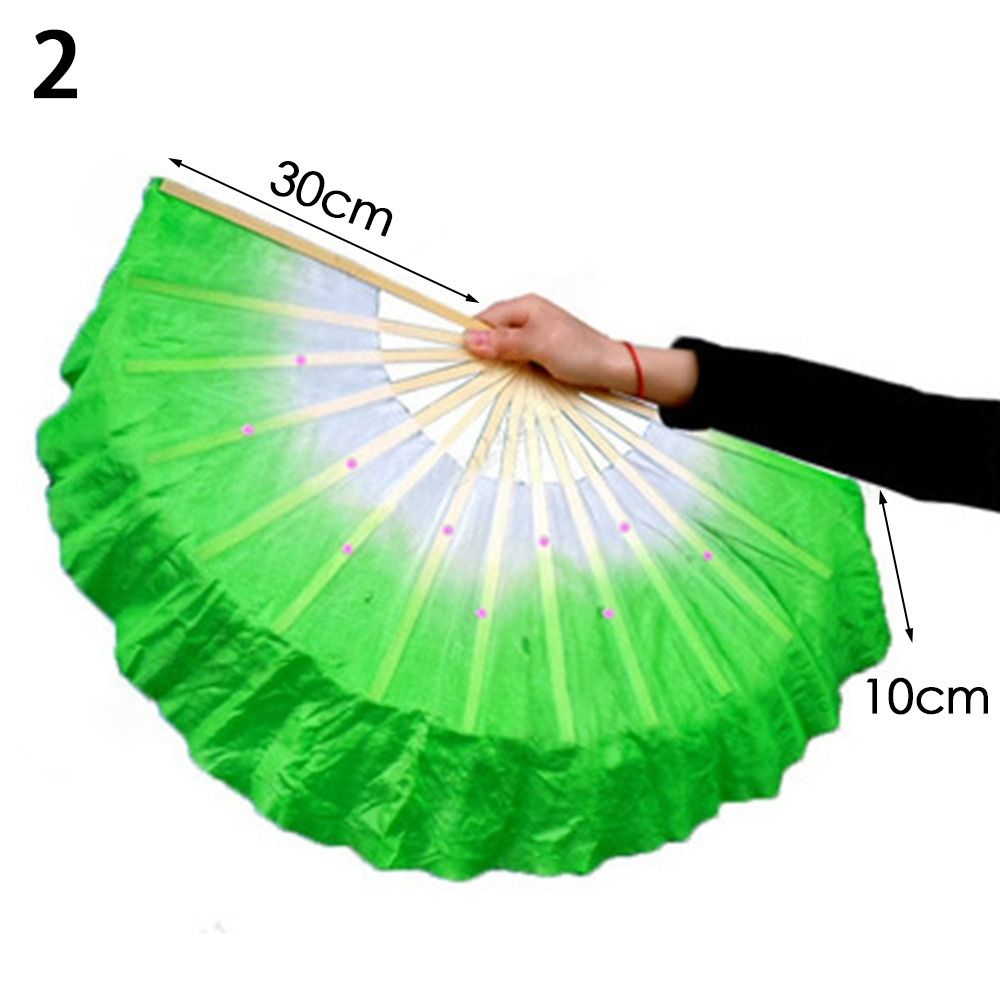 897GONGS 40cm Giả Dài Màu chuyển sắc Quạt múa bụng Quạt lụa dài Quạt lụa Quạt tơ nhân tạo