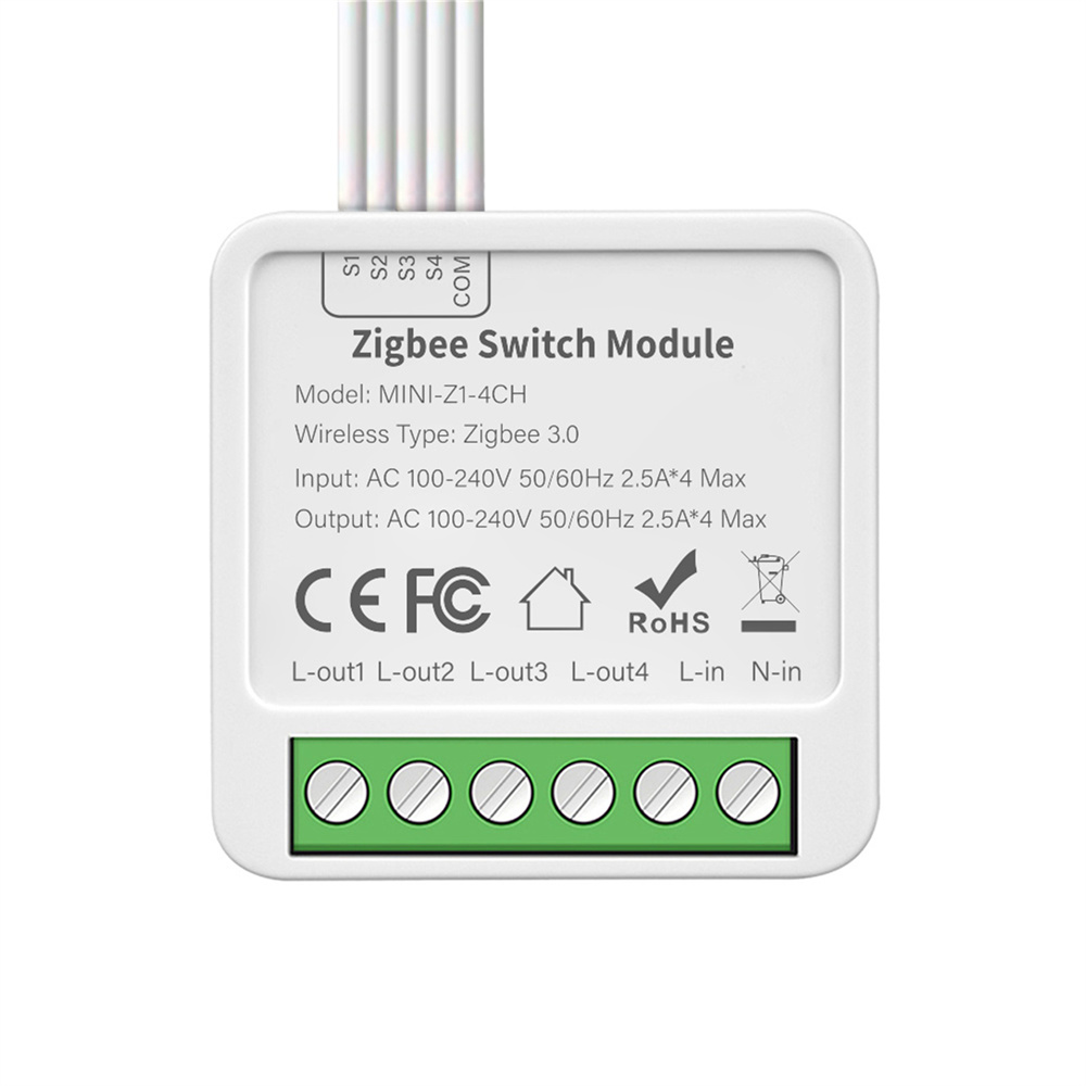 E Life Smart Store Tuya Smart Zigbee Switch Module 2 Way Control Smart Home 2/3/4Gang Automation DIY Breaker AC100-240V Timing Smart Switch Smart Life APP Voice Control Smart Home Automation Relay Module Light Switch Work for Alexa Google Home