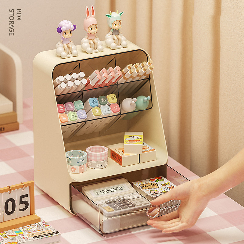Desktop diagonal storage box, storage shelf, drawer type organization, cosmetics storage box, stationery storage, pen holder holder