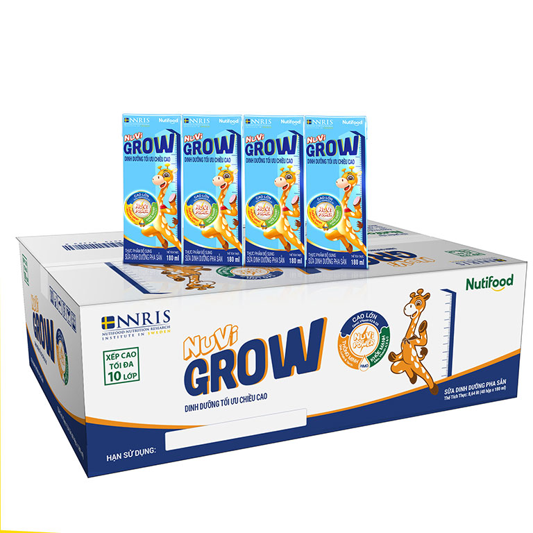 Thùng 48 hộp sữa bột pha sẵn nuvi grow