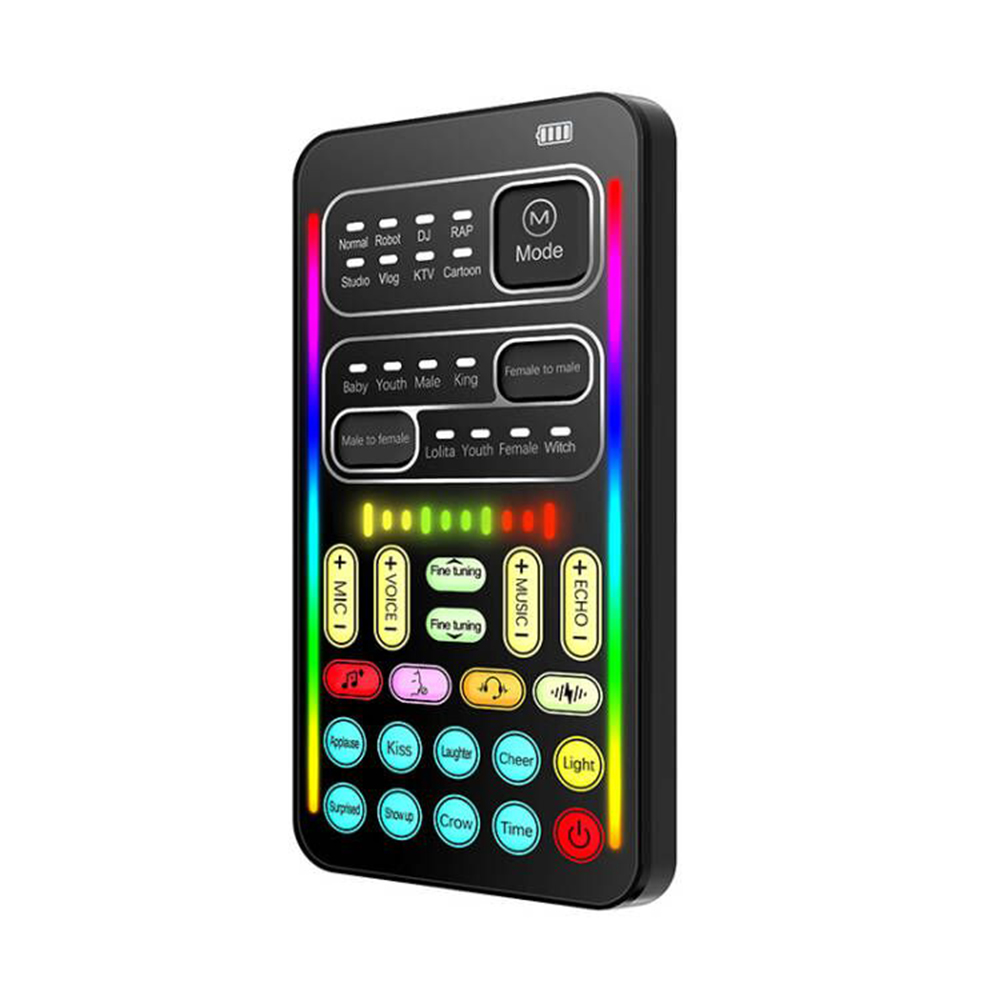 【Top-rated】 i9 Voice Changer Mini Multiple Audio Effect -Compatible Live Sound Cards Ultra-Thin Portable Live Sound Card Mic Tool.