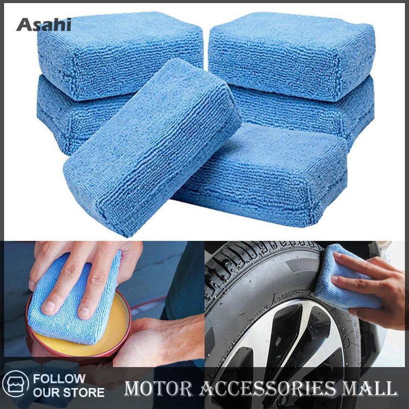 Asahi Motor 5x dụng cụ rửa xe ô tô bằng vi sợi miếng bọt biển Miếng đánh bóng sáp tay vi sợi