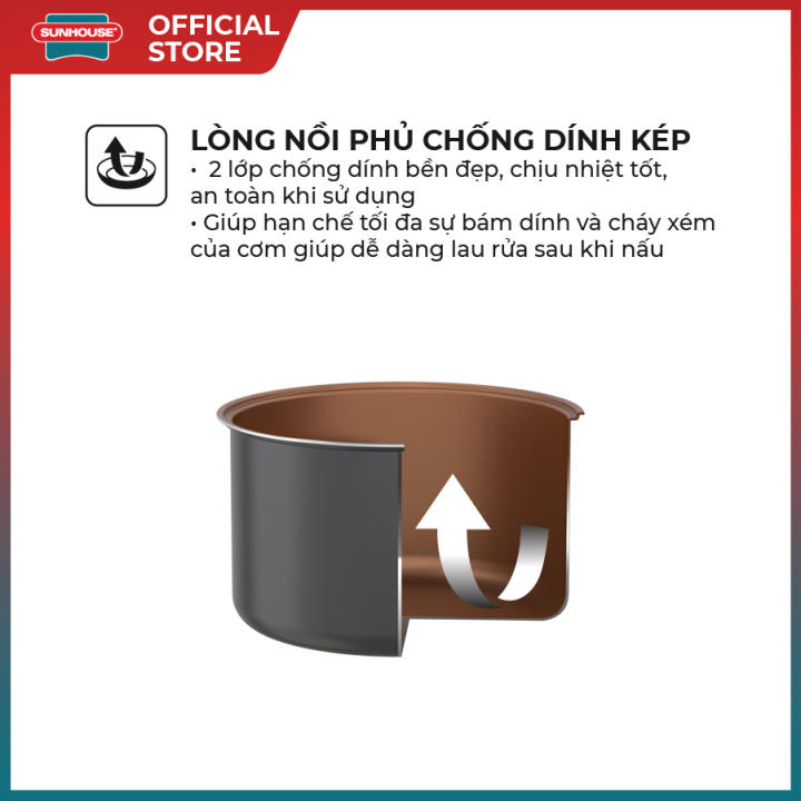 Nồi cơm điện 3L SUNHOUSE SHD8305 - Bảo hành 12 tháng - Hàng Chính Hãng - Hình ảnh 3
