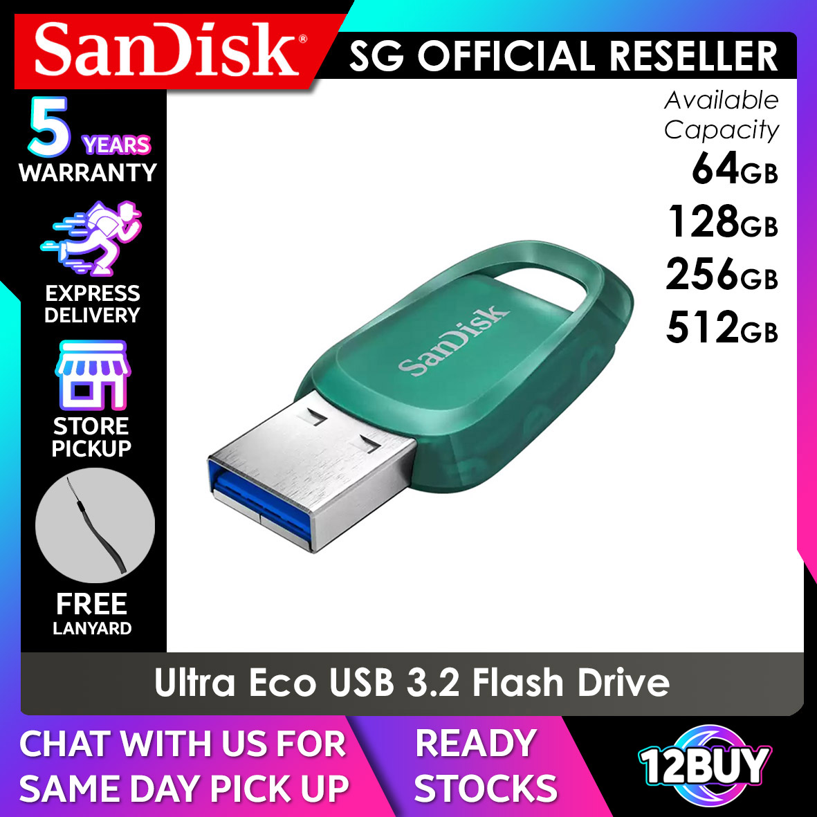 SanDisk 64GB Ultra Eco USB 3.2 Gen 1 Type-A Flash