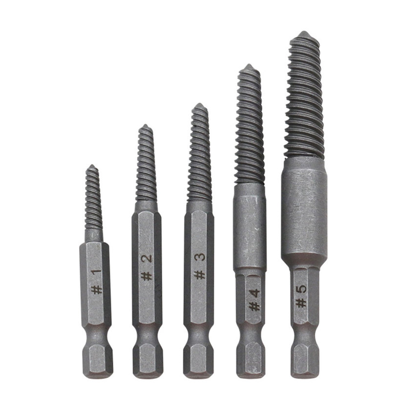 ⭐5pcs⭐ Hex Screw Extractors Power Tool Broken Damaged Screw Extractor Drill Bit Guide Set Broken Bolt Remover Easy Out Set