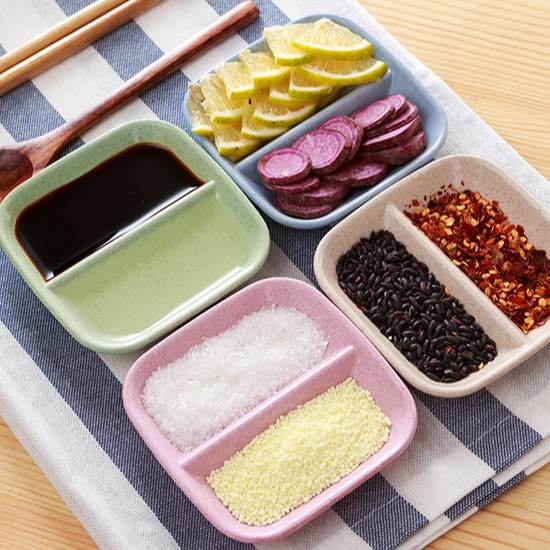 Chén Đựng Nước Chấm Gia Vị Nhựa Lúa Mạch 2 Ngăn