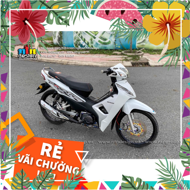 Tem rời Wave Alpha 110 trắng - mẫu lửa đen