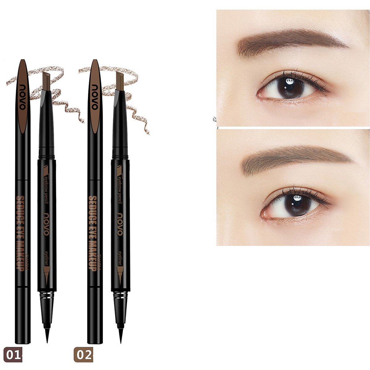 Chì Kẻ Mày 2in1 NoVo Makeup Seduce (KẺ MÀY + KẺ MẮT)