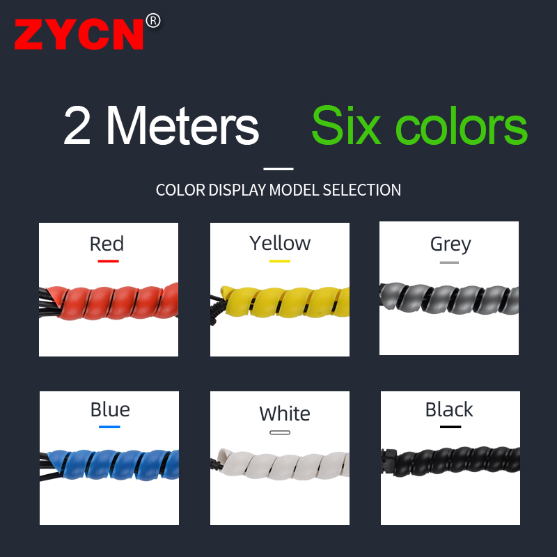 2Meters 8/10/12/16mm Line Organizer Protection Flexible Spiral Wrap ...