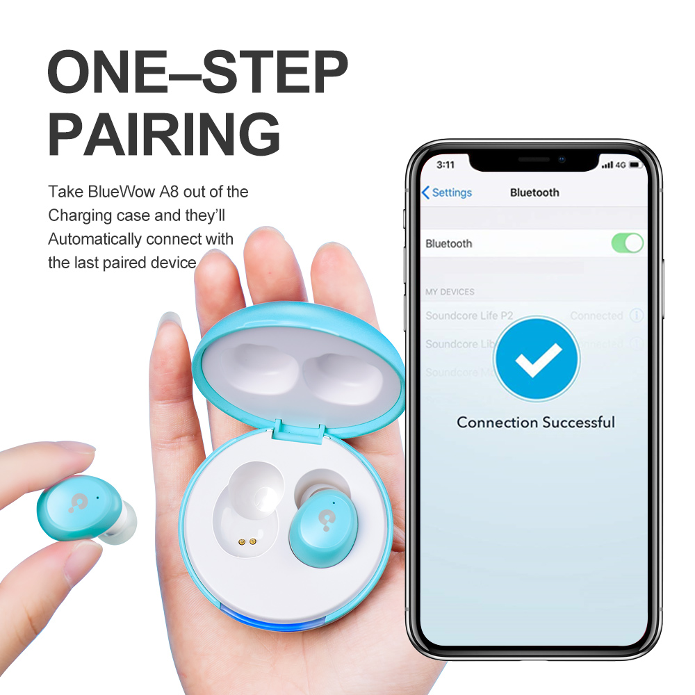 SG) BlueWow A8 Macarons True Wireless Earbuds Earphones (Bluetooth