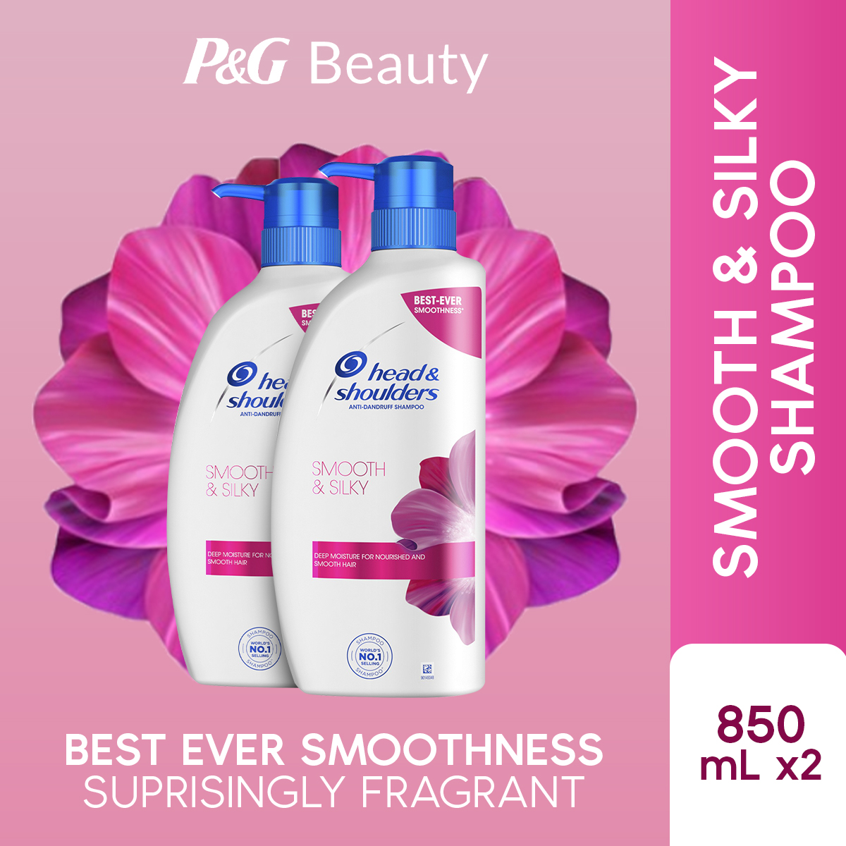 Head & Shoulders Smooth & Silky Shampoo 850mL Duo [AntiDandruff
