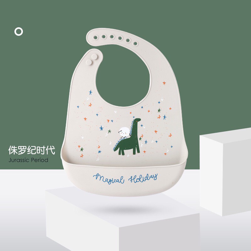 Yếm ăn dặm silicone 3D có máng hứng Muslin Tree