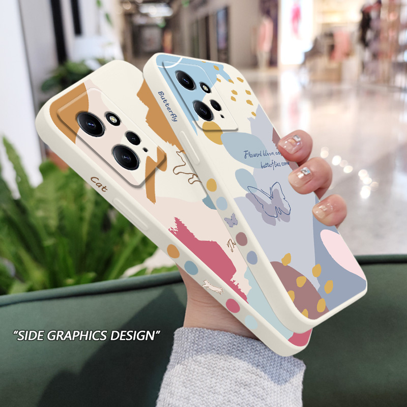 Carry meed Fashion  Morandi Butterfly Phone Case For Xiaomi Redmi Note 13 12 12S 11 11S 10 10T 10S 9 9S 8 Pro Plus 4G 5G Liquid Silicone Cover. 
