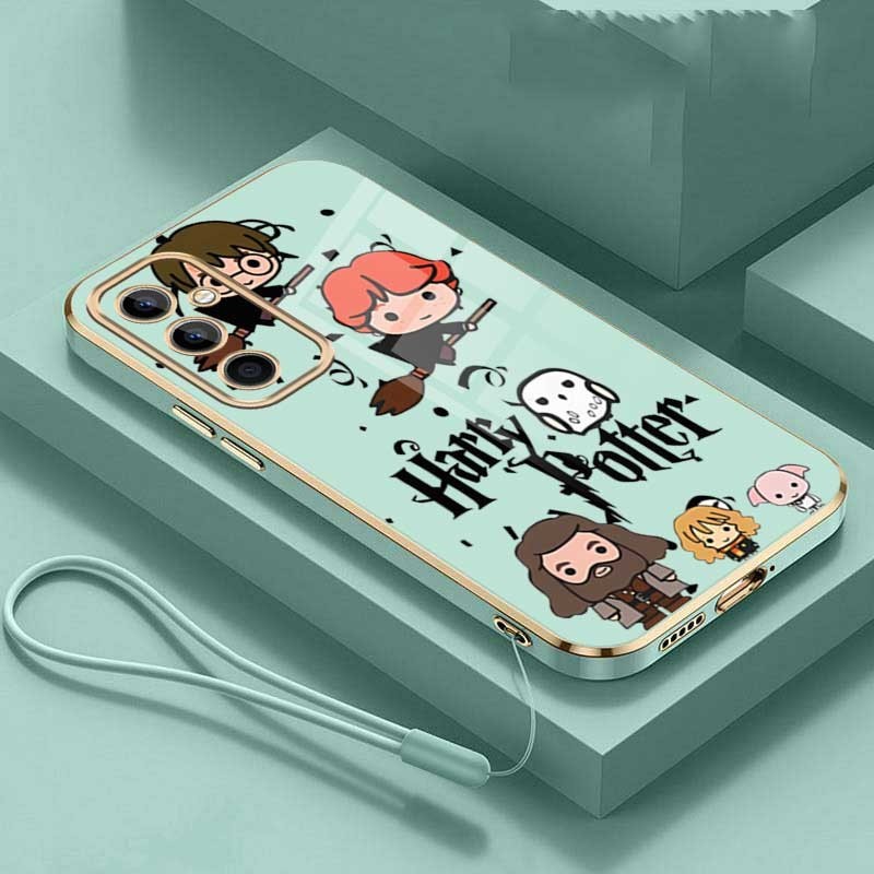 Samsung Galaxy A06 A16 Cartoon Cute Potters Wand Harries Phone Case Plating Edges Silicone Soft Cover. 