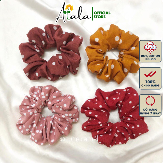 Dây buộc tóc, cột tóc scrunchies hoa quả chấm bi dễ thương Alala