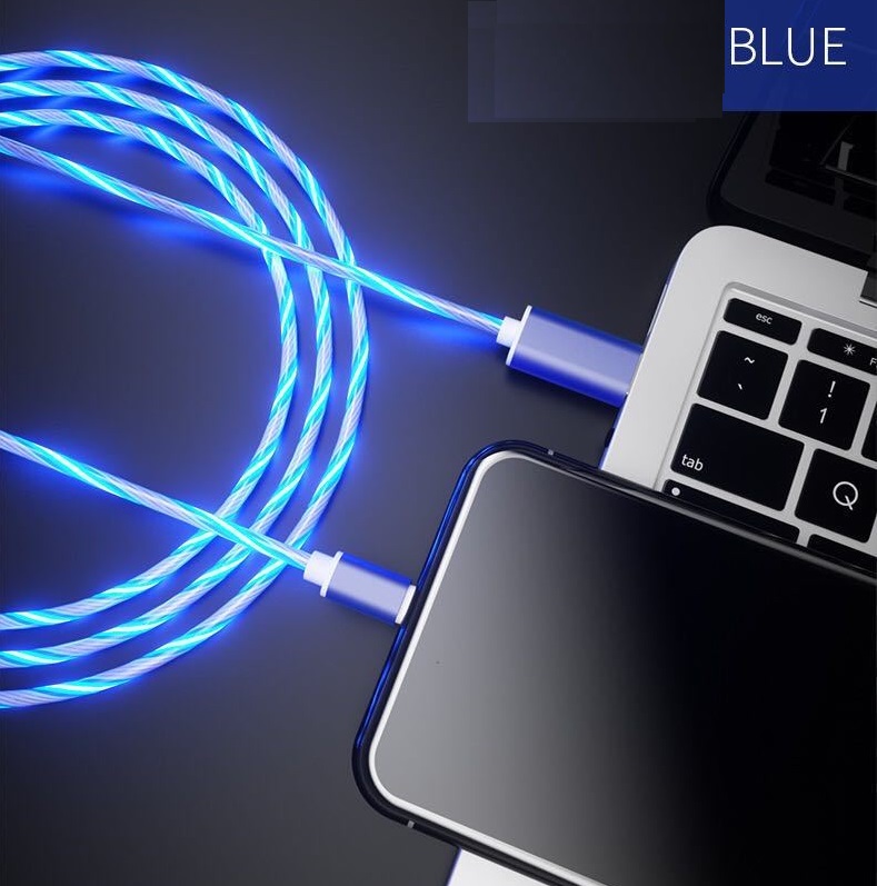 Cáp sạc điện thoại iPhone, Android, Type C có đèn Led