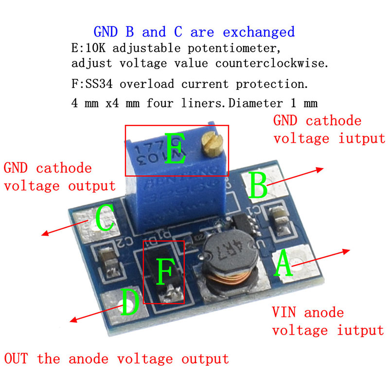 DC-DC Converter SX1308 2A Step-UP Adjustable Power Module Booster