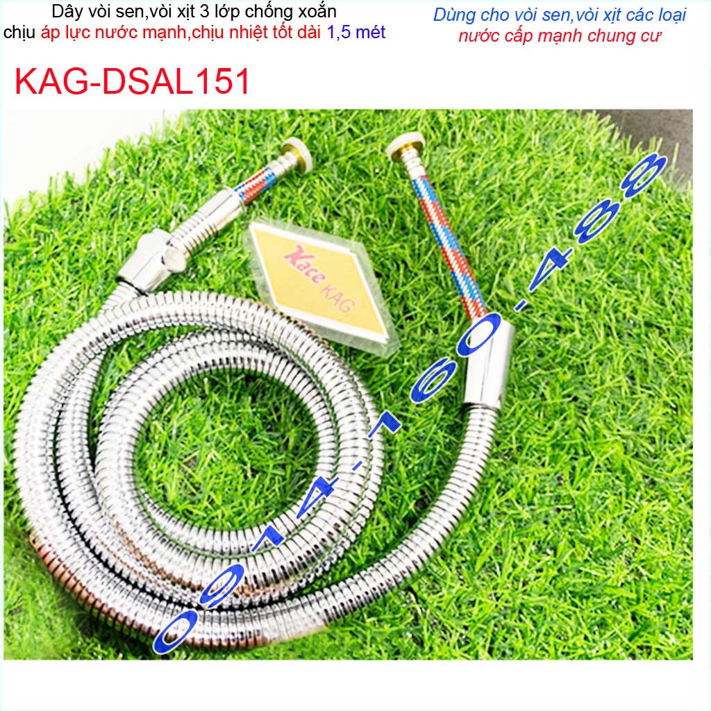 [HCM]Dây sen chịu nhiệt chịu áp KAG-DSAP151 dây vòi tắm hoa sen- vòi xịt vệ sinh 1.5m chống xoắn chịu áp chịu nhiệt siêu bền