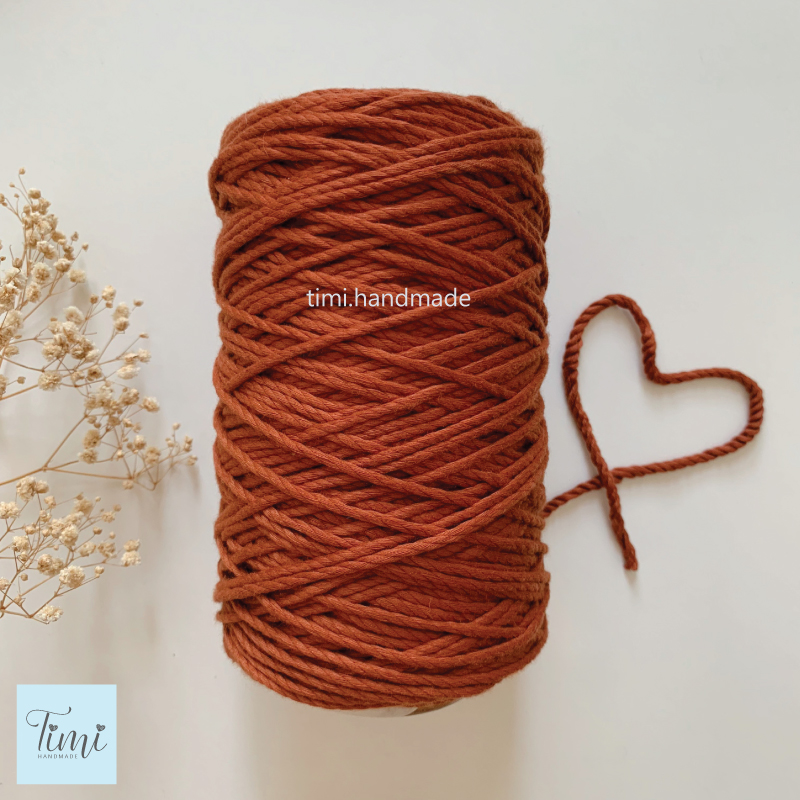 Dây thừng macrame cotton màu NÂU SOCOLA size 3mm/5mm mềm mịn